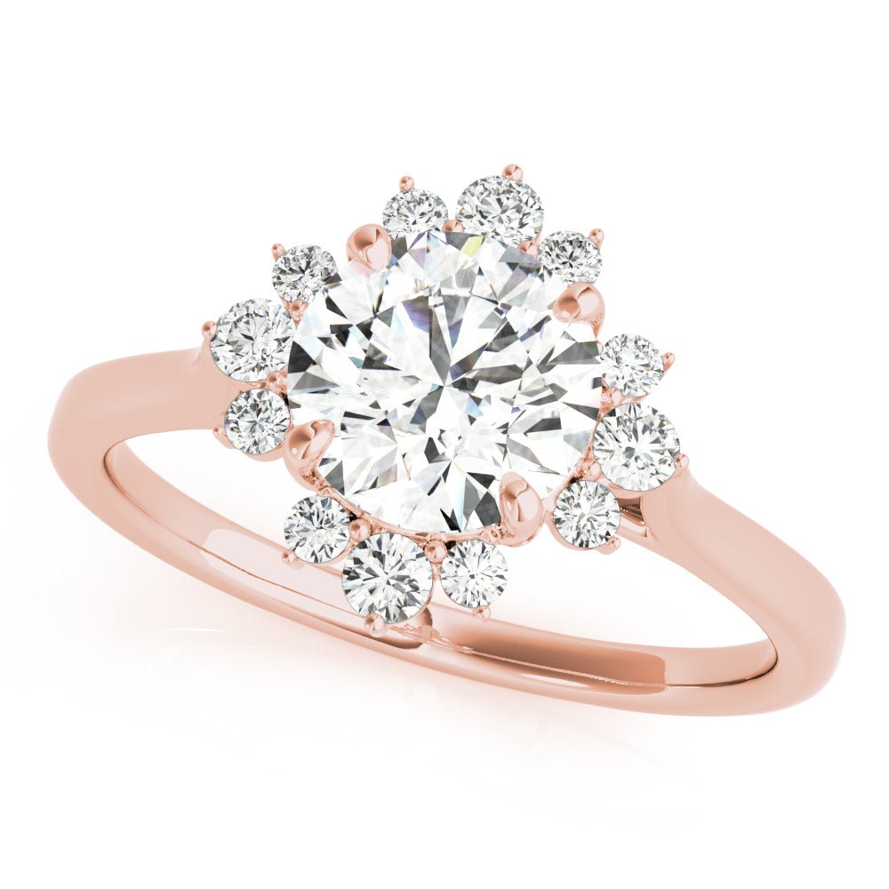 Round Center Floral Halo Engagement Ring - Diamonds By Rothschild