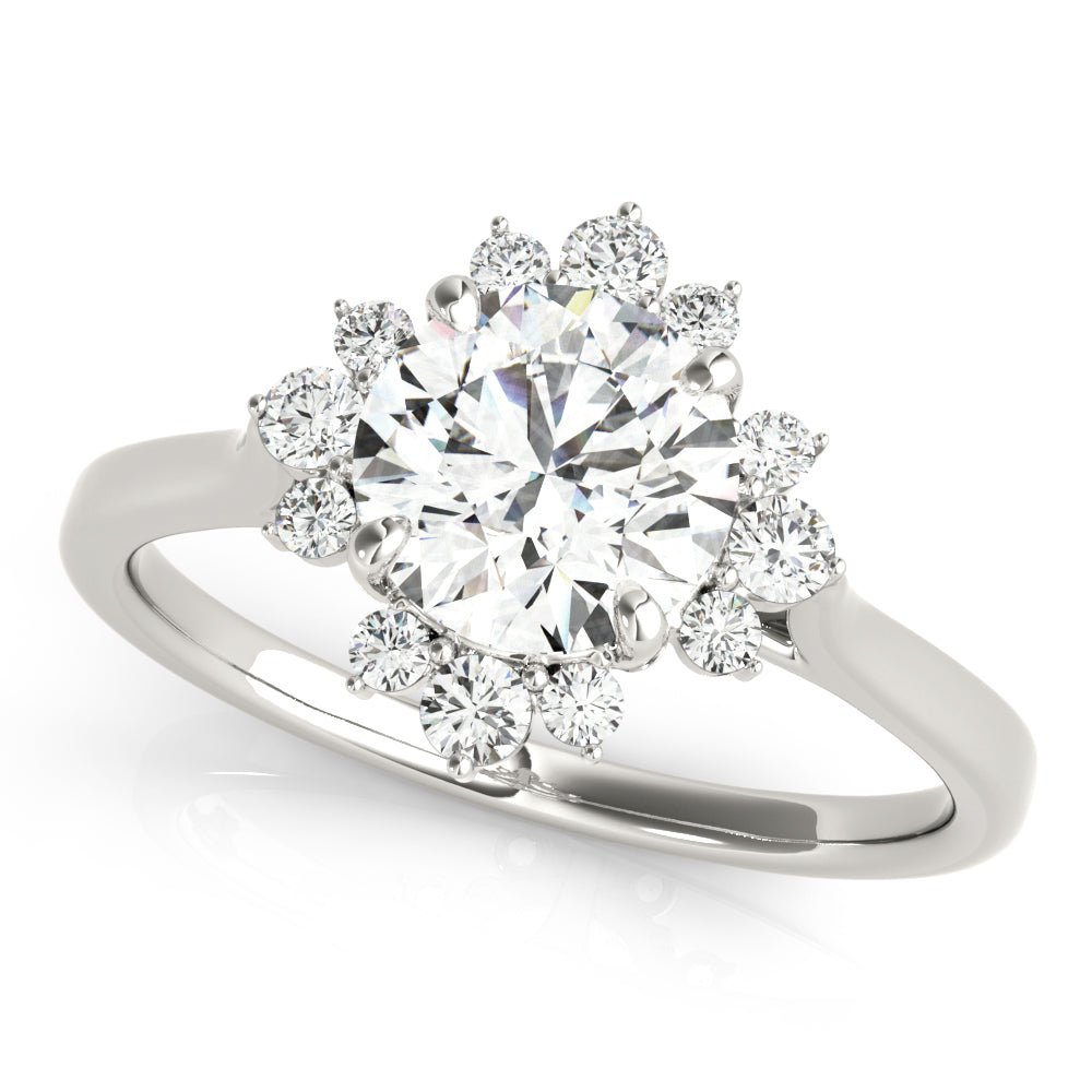 Round Center Floral Halo Engagement Ring - Diamonds By Rothschild