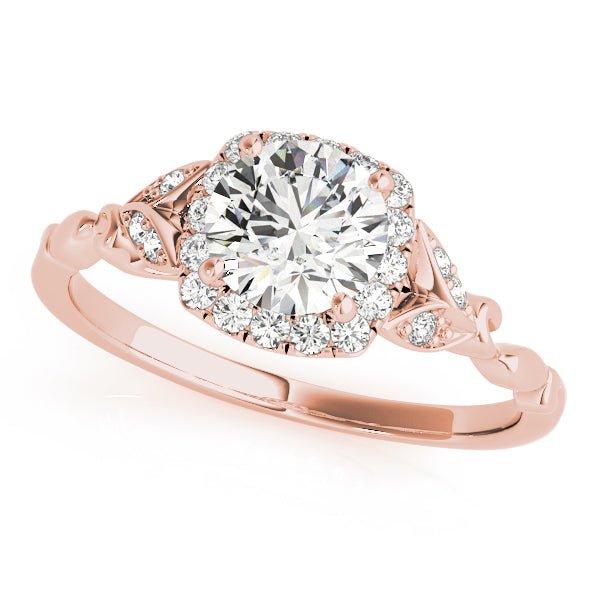 Round Stone with Cushion Halo Engagement Ring - Diamonds By Rothschild