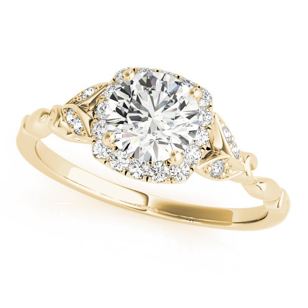Round Stone with Cushion Halo Engagement Ring - Diamonds By Rothschild