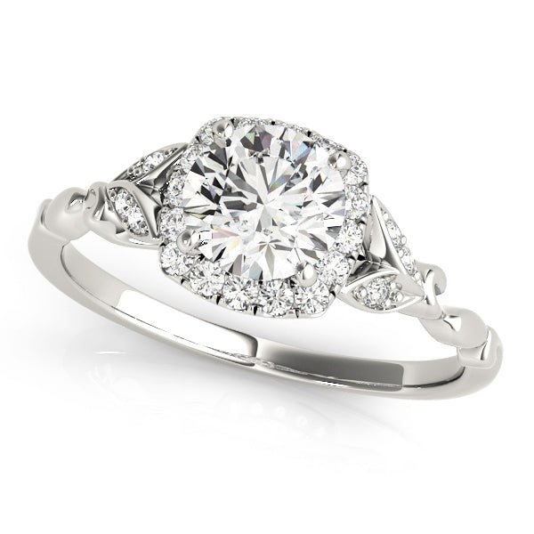 Round Stone with Cushion Halo Engagement Ring - Diamonds By Rothschild