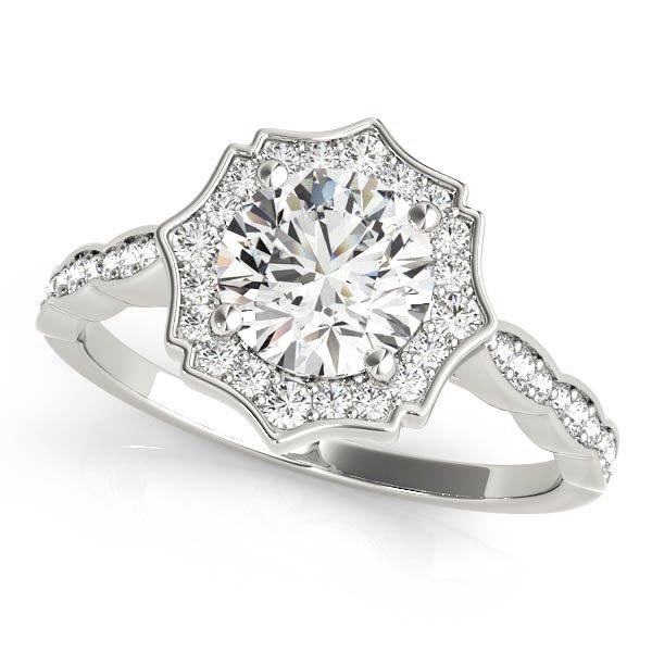 Scalloped Round Halo Pavé Engagement Ring - Diamonds By Rothschild