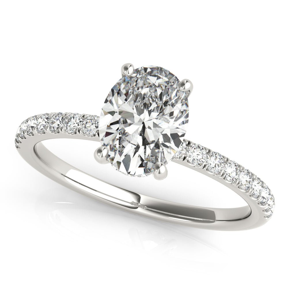 Single Row Oval Center Engagement Ring - Diamonds By Rothschild
