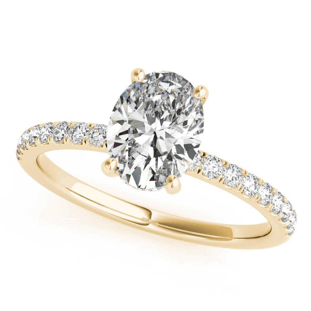 Single Row Oval Center Engagement Ring - Diamonds By Rothschild