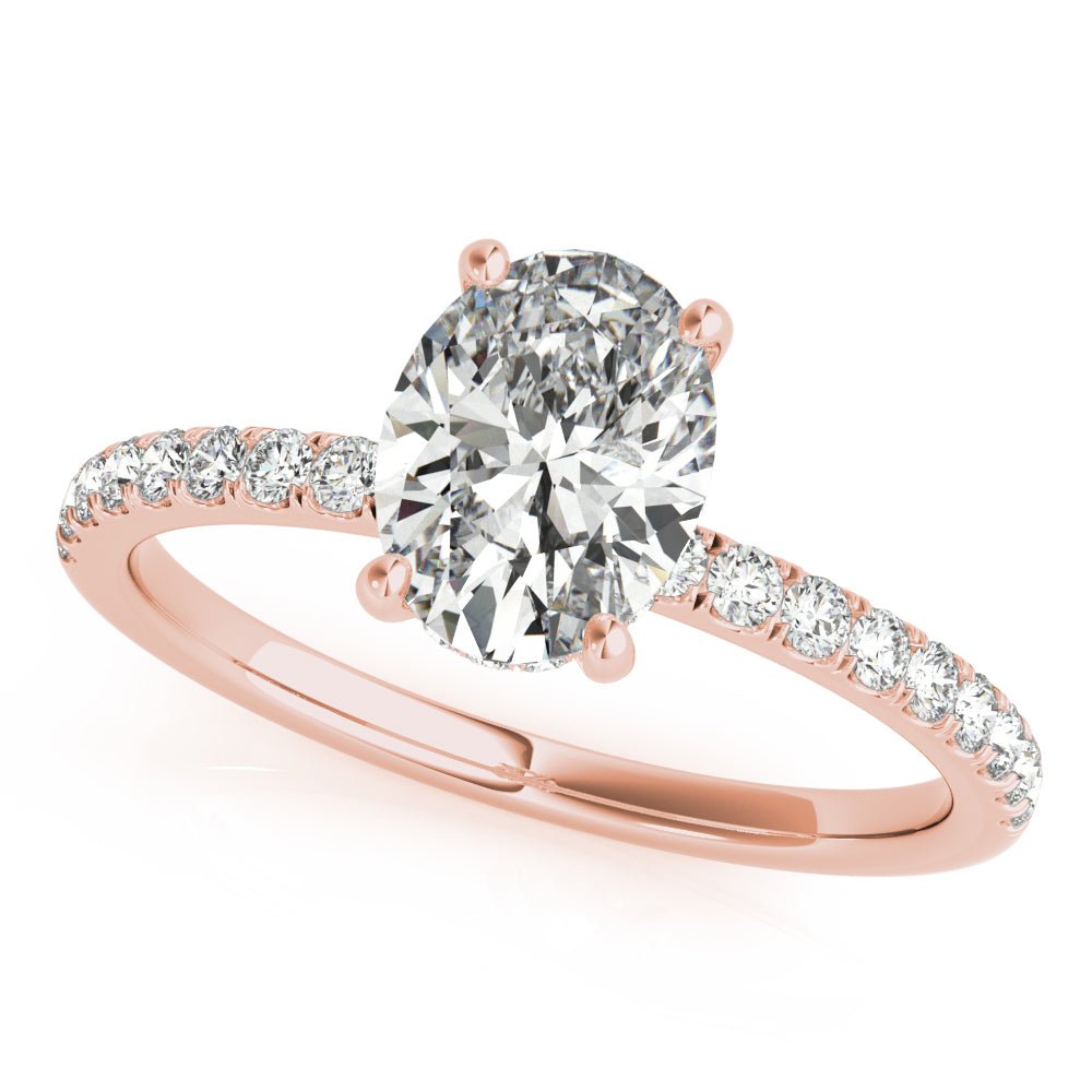 Single Row Oval Center Engagement Ring - Diamonds By Rothschild