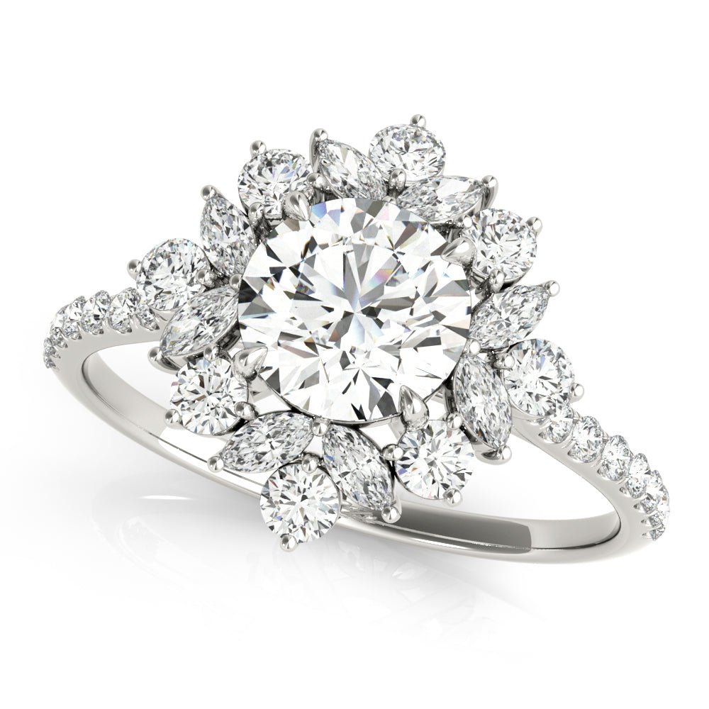 Single Row Round Halo Engagement Ring - Diamonds By Rothschild