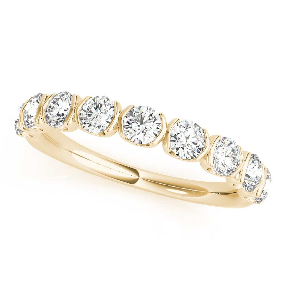Yellow gold and diamond female wedding band 