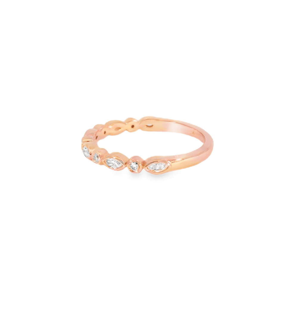 14KR Bezel - set Marquise and Diamond Band - 0.23ctw - Diamonds By Rothschild