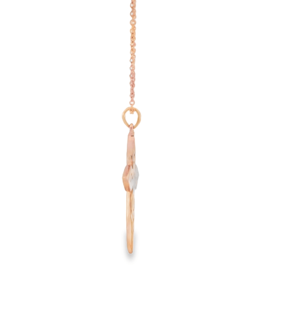 14KR Pointed Cross Necklace with Scattered Diamonds - 0.08ctw - Diamonds By Rothschild