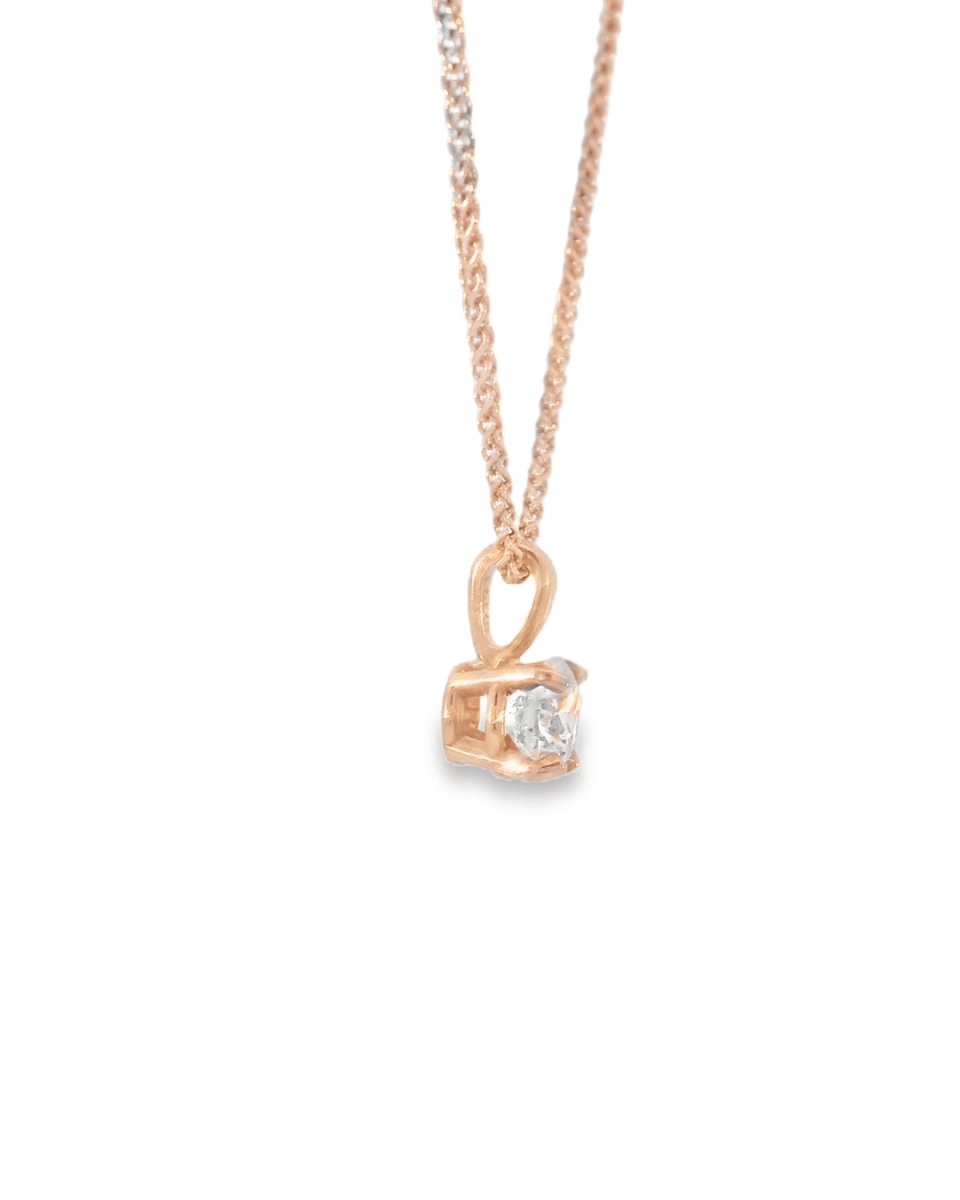 14KR Round Diamond Solitaire Necklace - .50ct 18in chain - Diamonds By Rothschild
