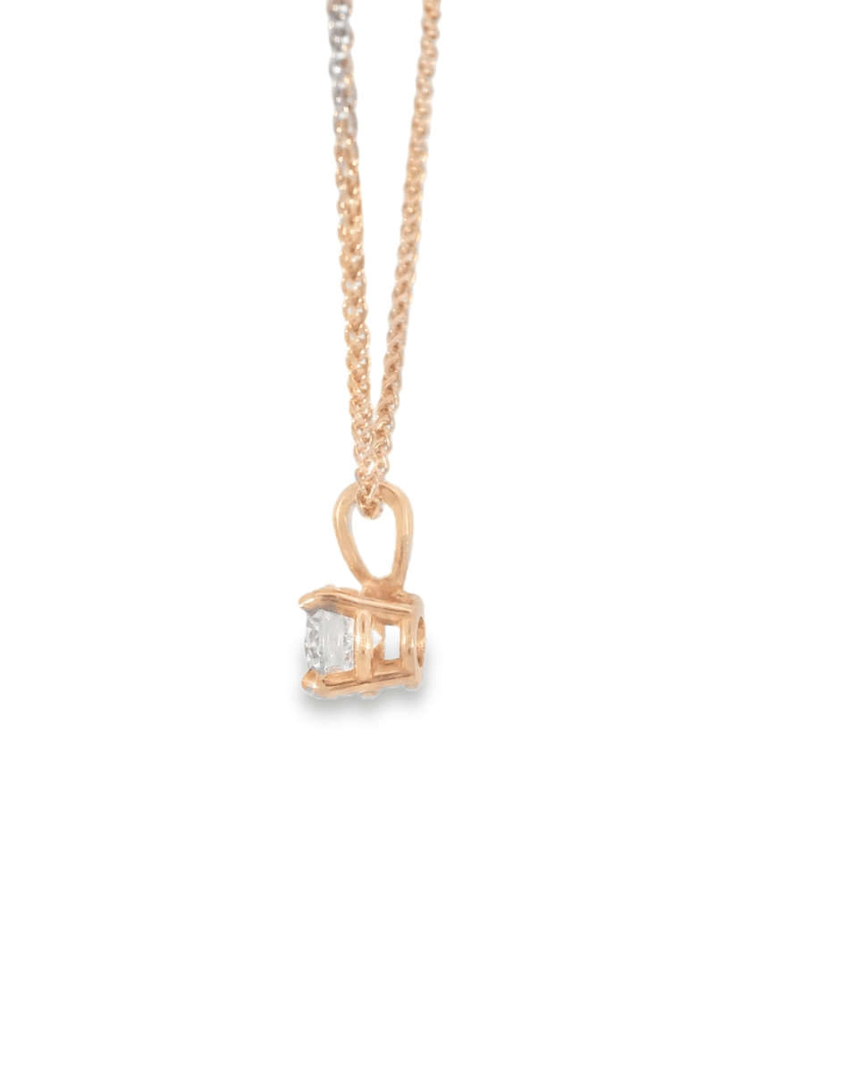 14KR Round Diamond Solitaire Necklace - .50ct 18in chain - Diamonds By Rothschild