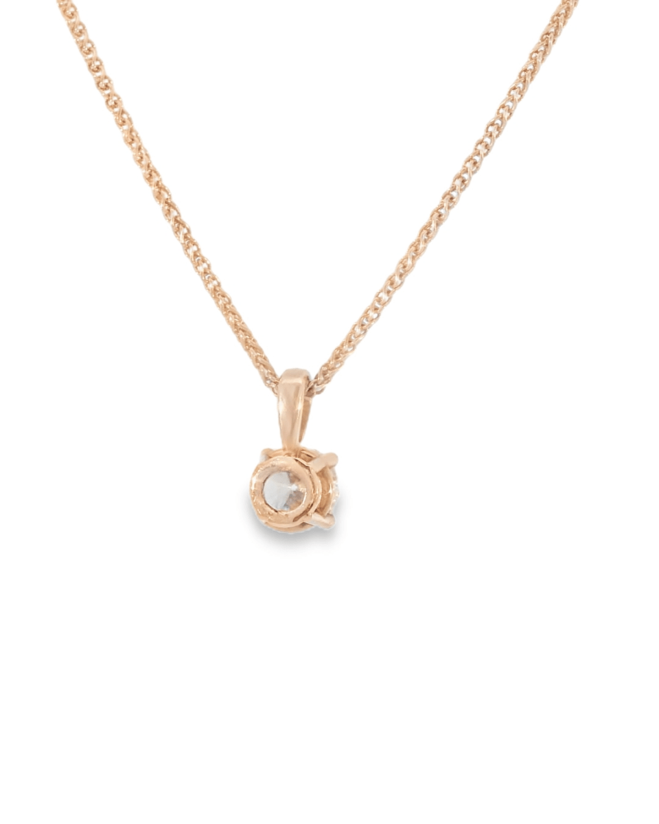 14KR Round Diamond Solitaire Necklace - .50ct 18in chain - Diamonds By Rothschild