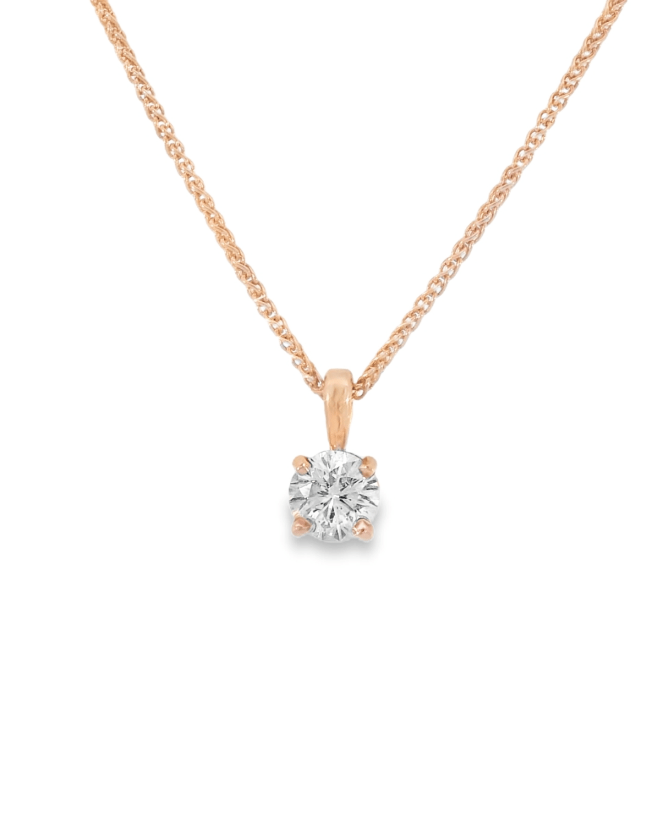 14KR Round Diamond Solitaire Necklace - .50ct 18in chain - Diamonds By Rothschild
