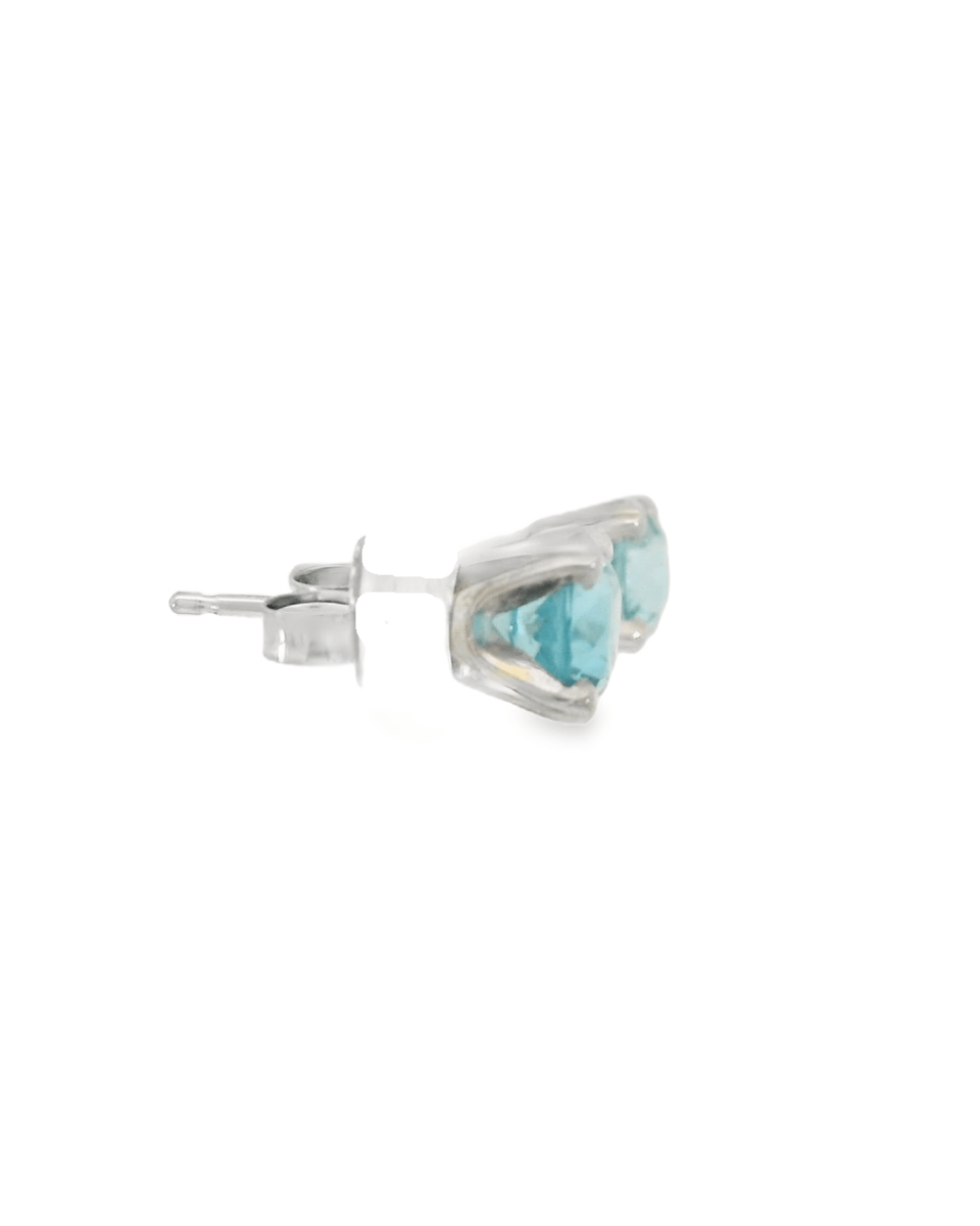 14KW Blue Zircon Stud Earrings - 2.28ctw - Diamonds By Rothschild