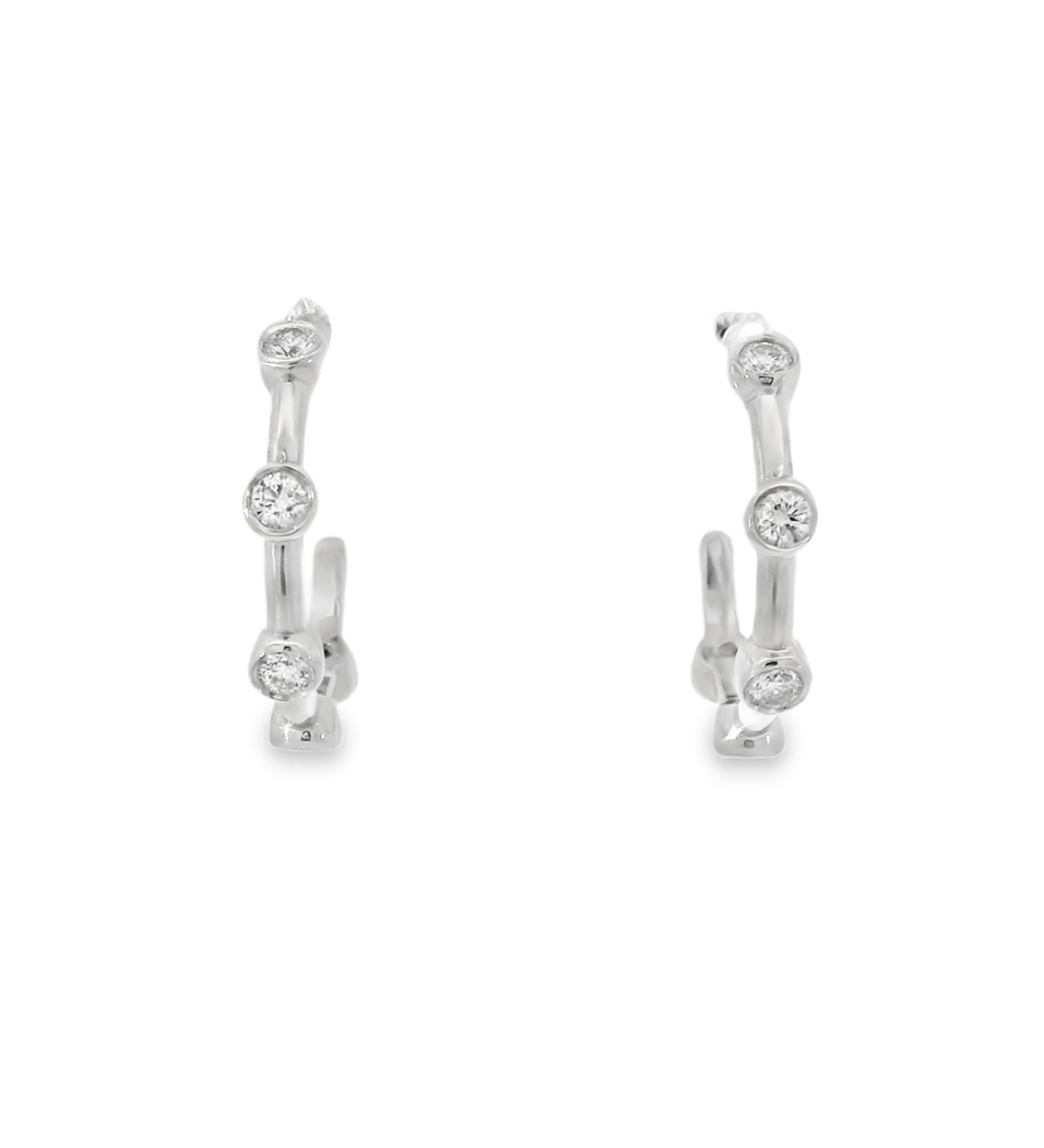 14KW Diamond Bezel Hoop Earrings - 0.32ctw - Diamonds By Rothschild
