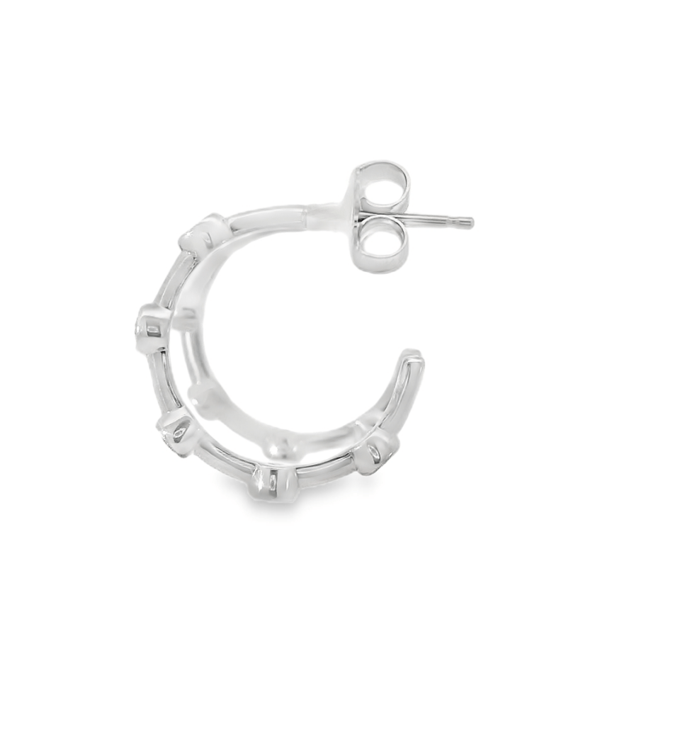 14KW Diamond Bezel Hoop Earrings - 0.32ctw - Diamonds By Rothschild