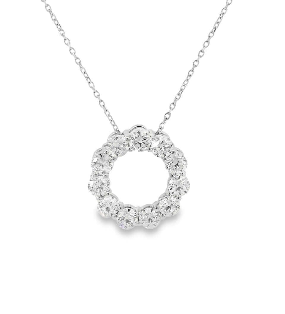 14KW Diamond Circle Pendant - 2.20cttw, 16 - 18in chain - Diamonds By Rothschild