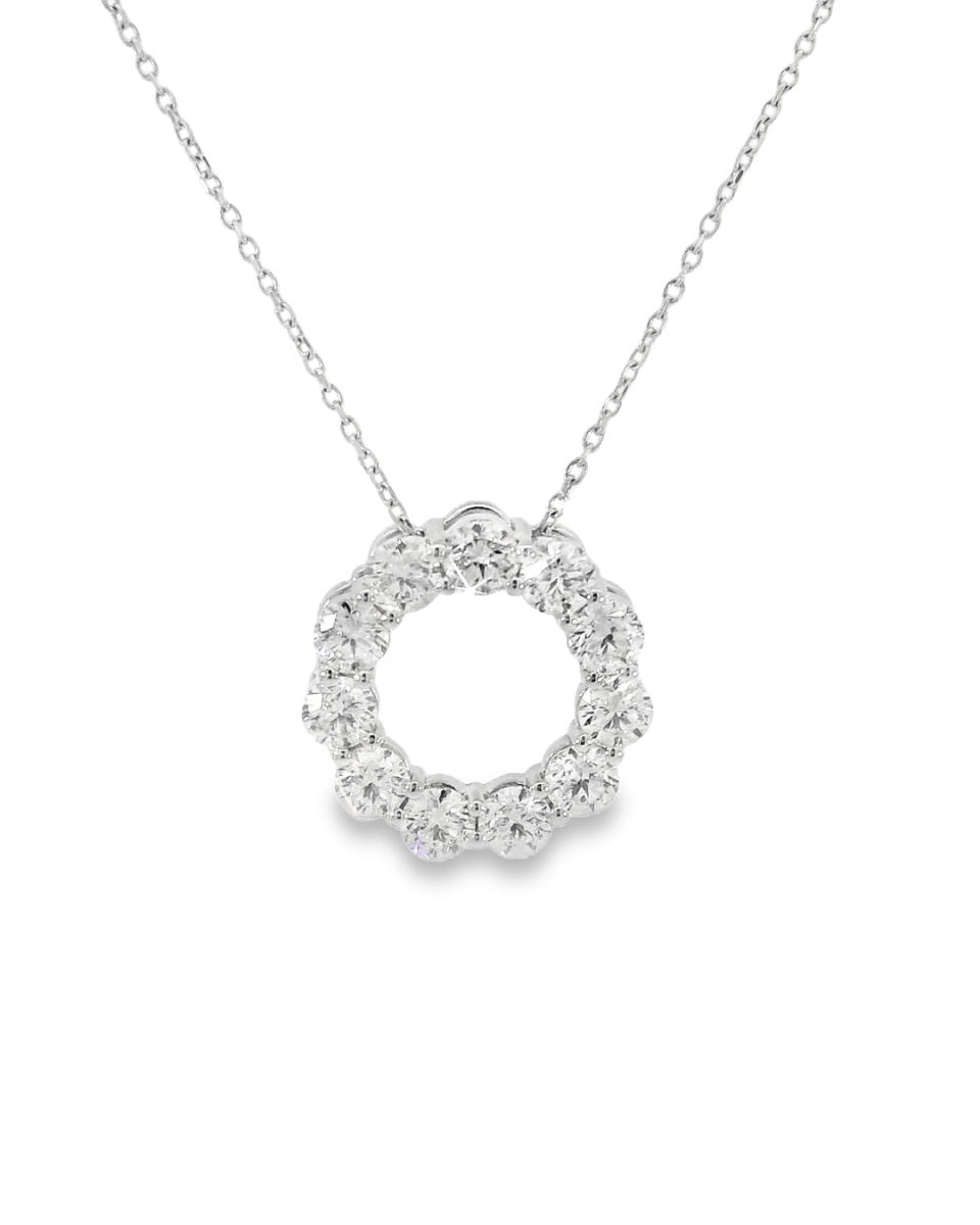 14KW Diamond Circle Pendant - 2.20cttw, 16 - 18in chain - Diamonds By Rothschild