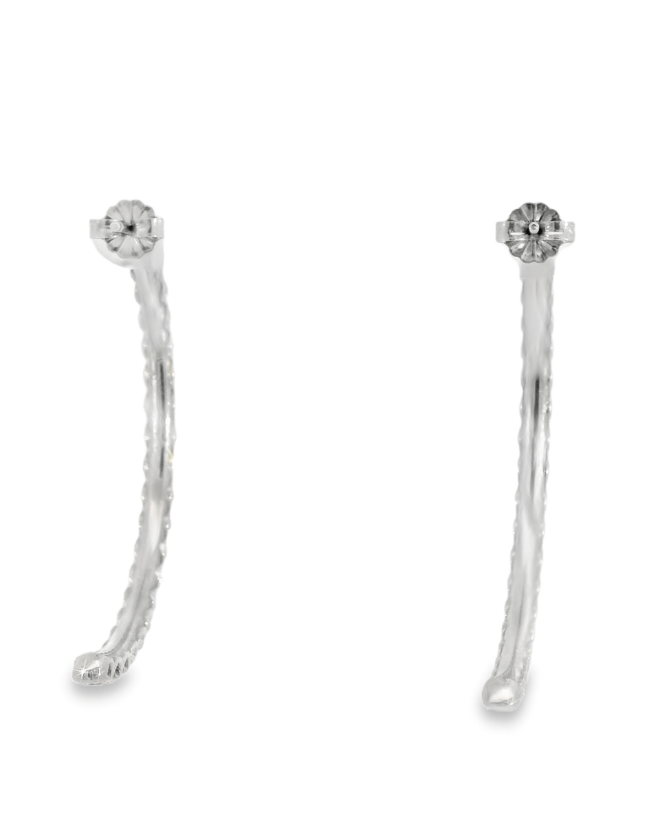 14KW Diamond Half - Hoop "J Shape" Earrings - 3.76ctw - Diamonds By Rothschild
