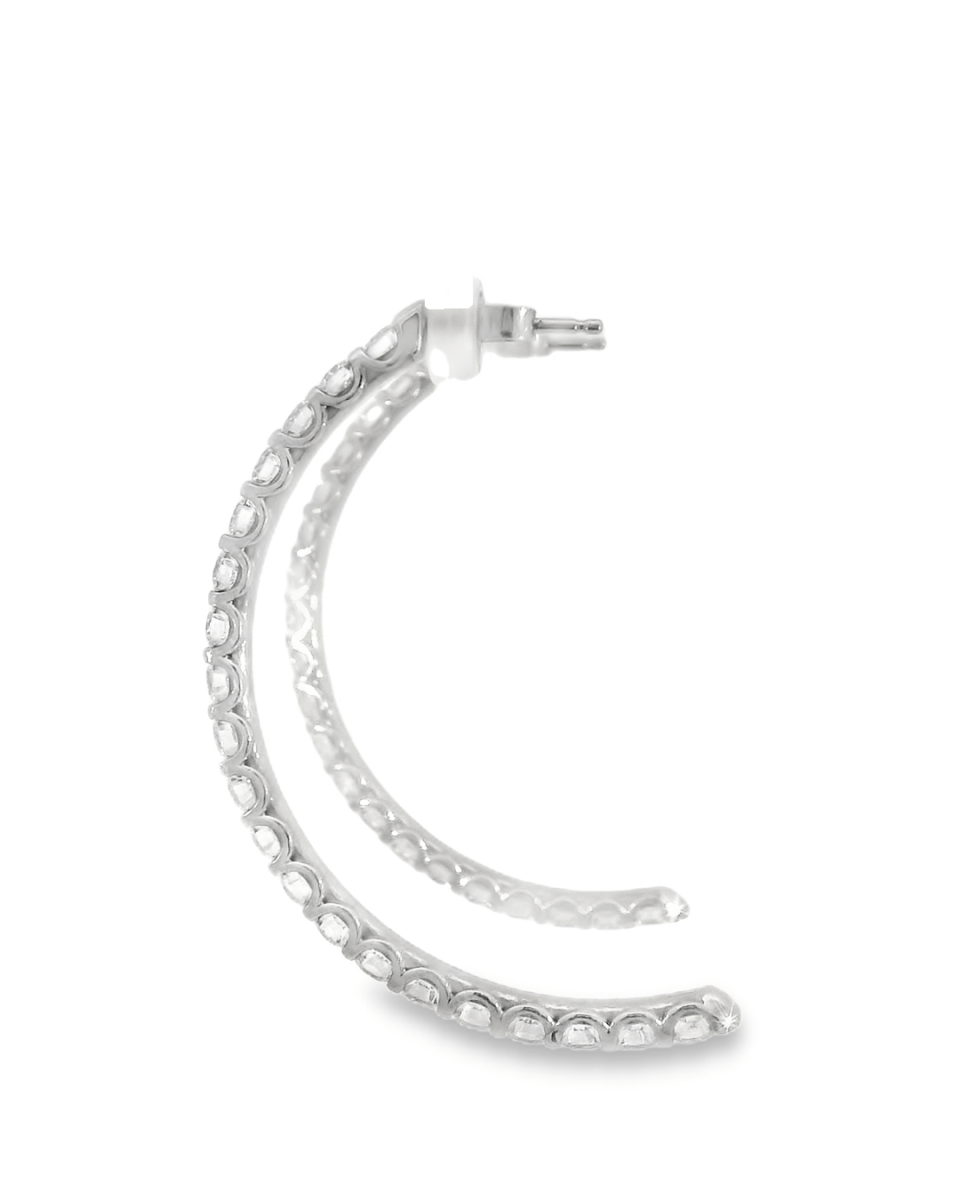 14KW Diamond Half - Hoop "J Shape" Earrings - 3.76ctw - Diamonds By Rothschild
