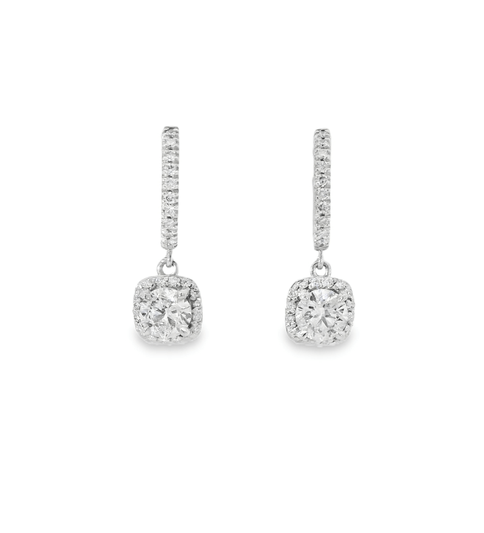14KW Diamond Hoop Dangle Earrings - 1.96 CTTW - Diamonds By Rothschild