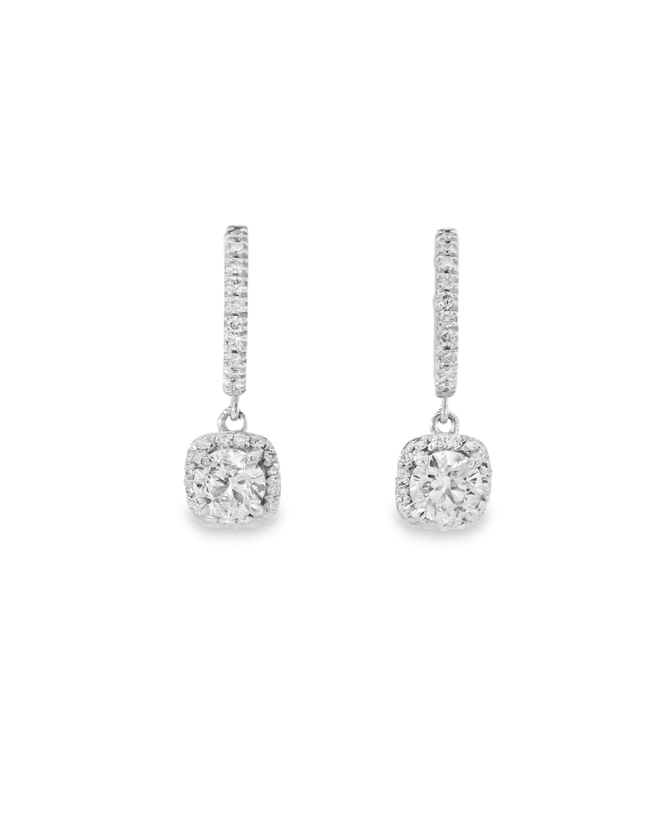 14KW Diamond Hoop Dangle Earrings - 1.96 CTTW - Diamonds By Rothschild