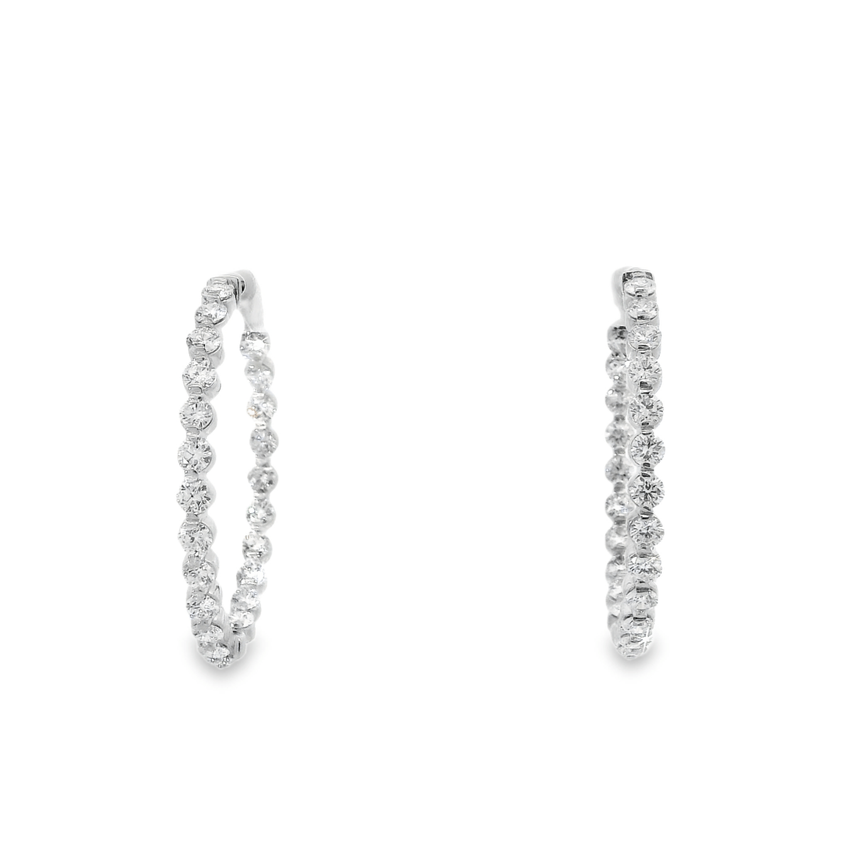 14KW Diamond Inside - Out Hoops, 35mm, 3.93cttw D - G SI - Diamonds By Rothschild