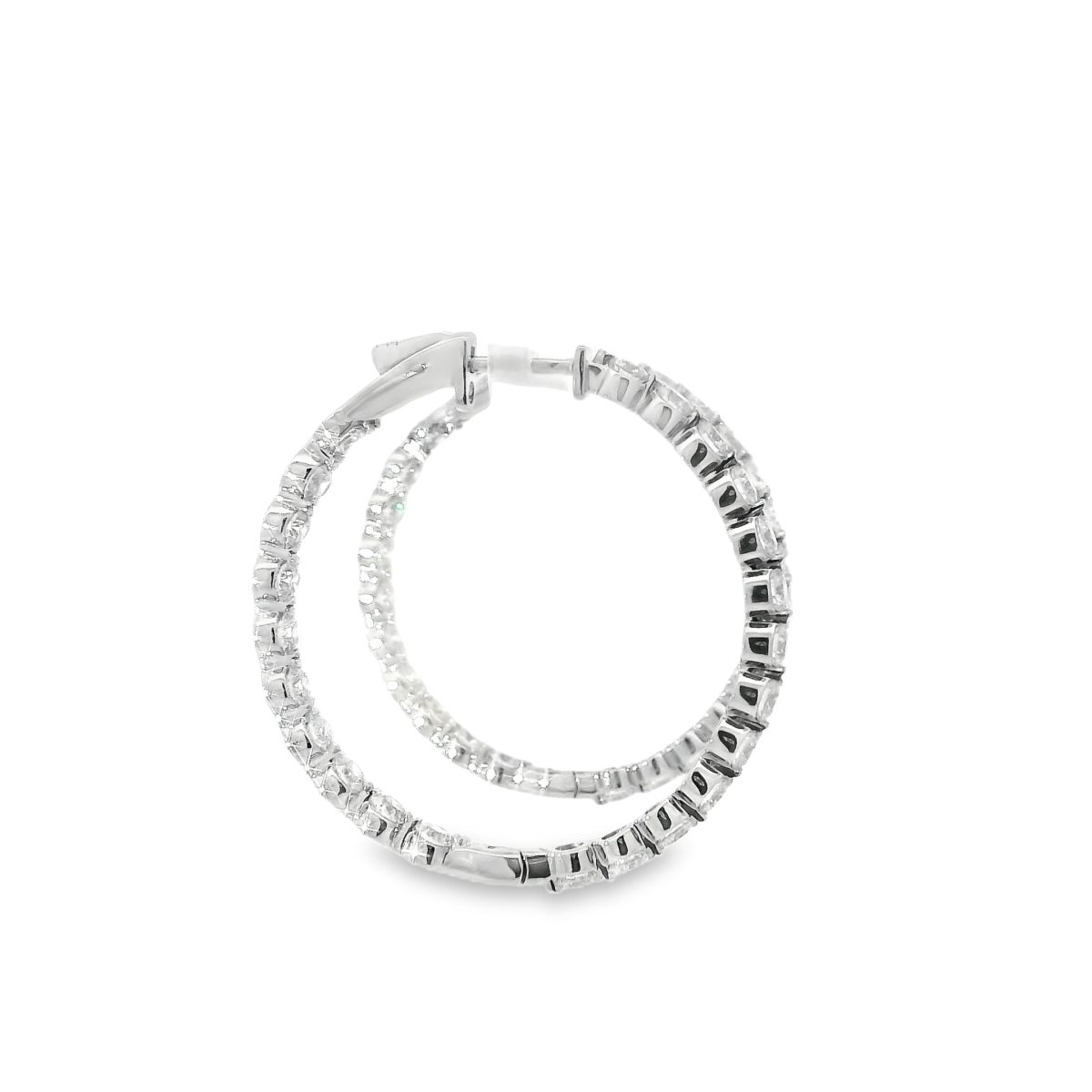 14KW Diamond Inside - Out Hoops, 35mm, 3.93cttw D - G SI - Diamonds By Rothschild