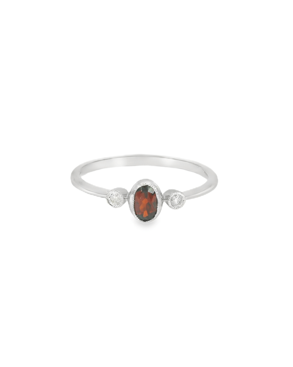 14KW Garnet and Diamond Stackable Ring - 0.05ctw - Diamonds By Rothschild
