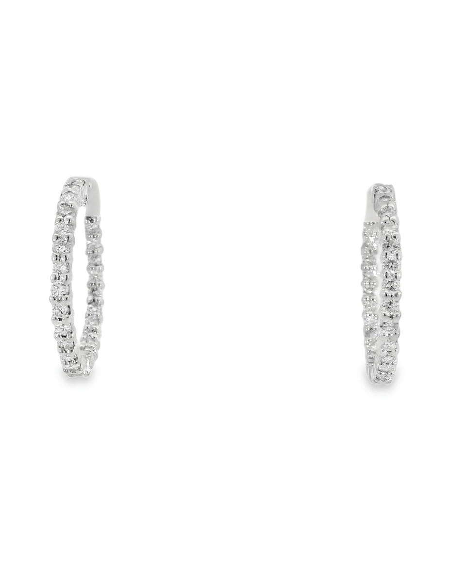 14KW Inside - Outside Diamond Hoop Earrings - 1.50ctw - Diamonds By Rothschild