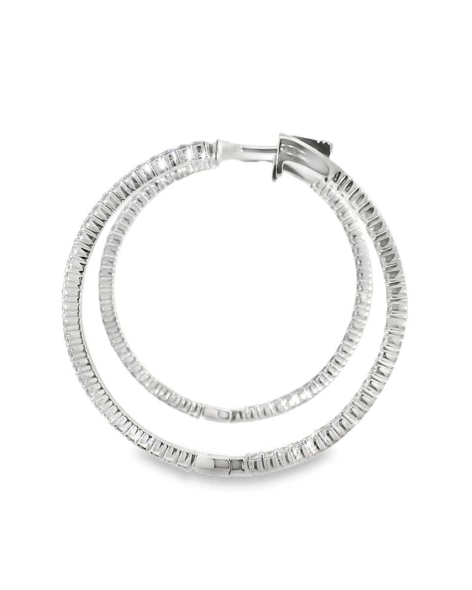 14KW Inside - Outside Diamond Hoop Earrings - 1.70ctw - Diamonds By Rothschild