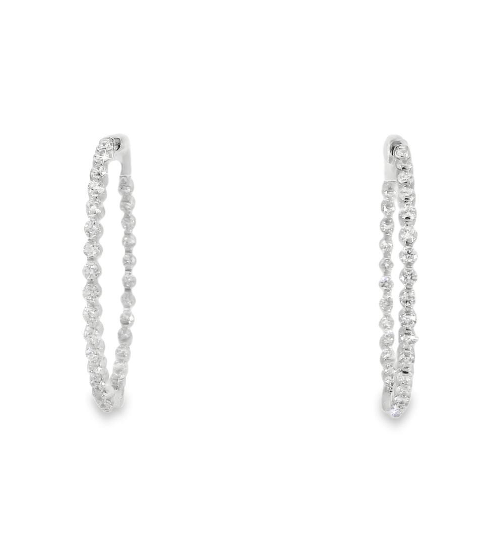 14KW Inside - Outside Diamond Hoop Earrings - 2.19ctw - Diamonds By Rothschild