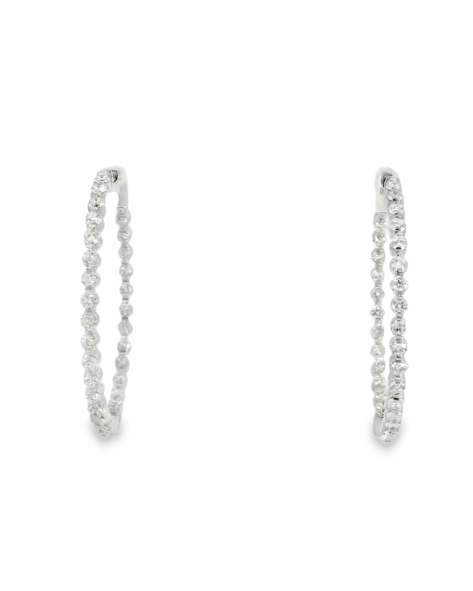 14KW Inside - Outside Diamond Hoop Earrings - 2.19ctw - Diamonds By Rothschild
