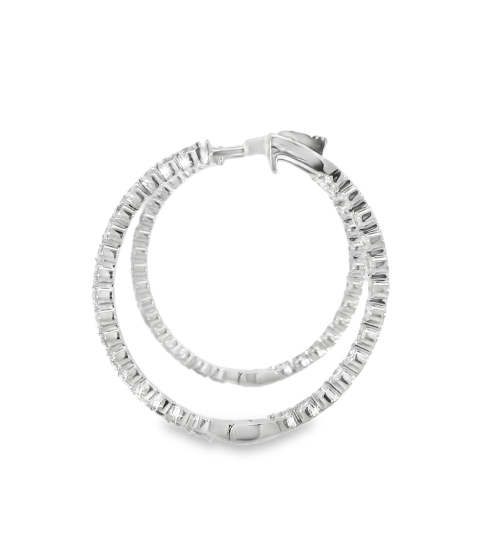 14KW Inside - Outside Diamond Hoop Earrings - 2.19ctw - Diamonds By Rothschild