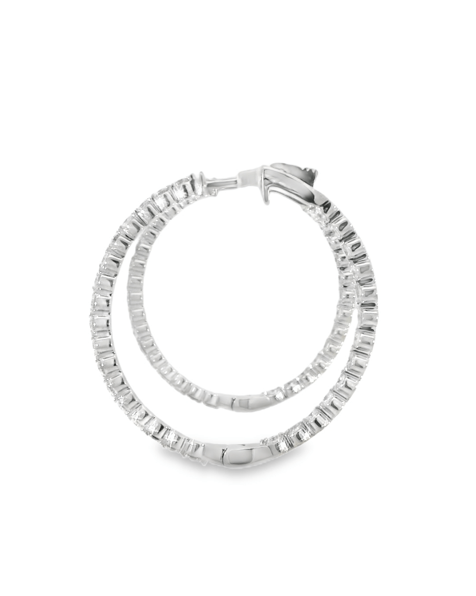 14KW Inside - Outside Diamond Hoop Earrings - 2.19ctw - Diamonds By Rothschild