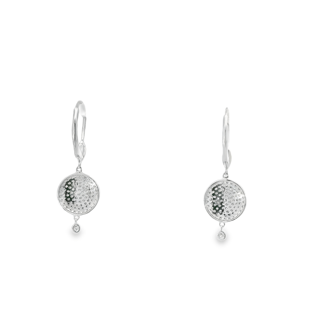 14KW Pave Diamond Disc Dangles 0.73cttw - Diamonds By Rothschild