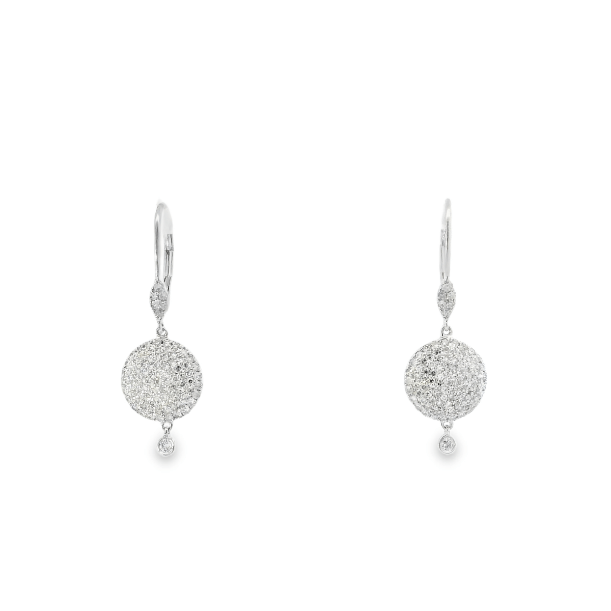 14KW Pave Diamond Disc Dangles 0.73cttw - Diamonds By Rothschild