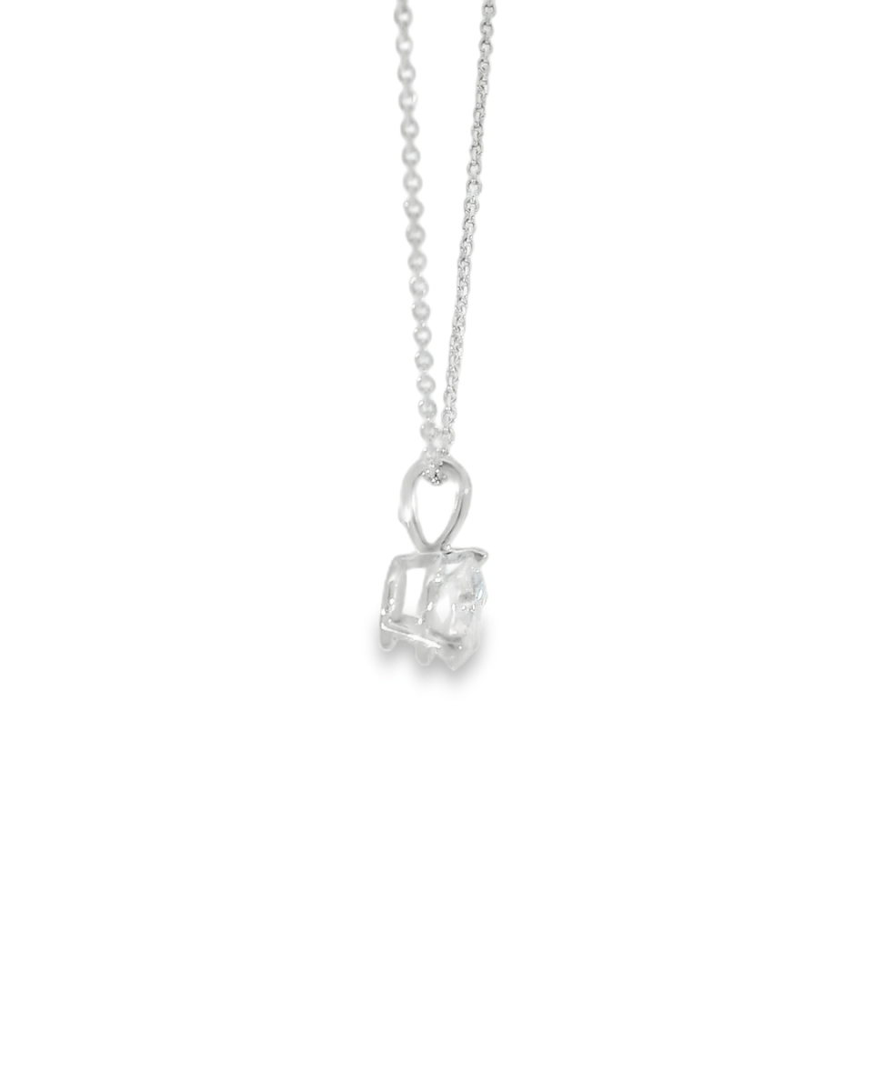 14KW Round Diamond Solitaire Necklace - 1.01ctw E I2 16 - 18in - Diamonds By Rothschild