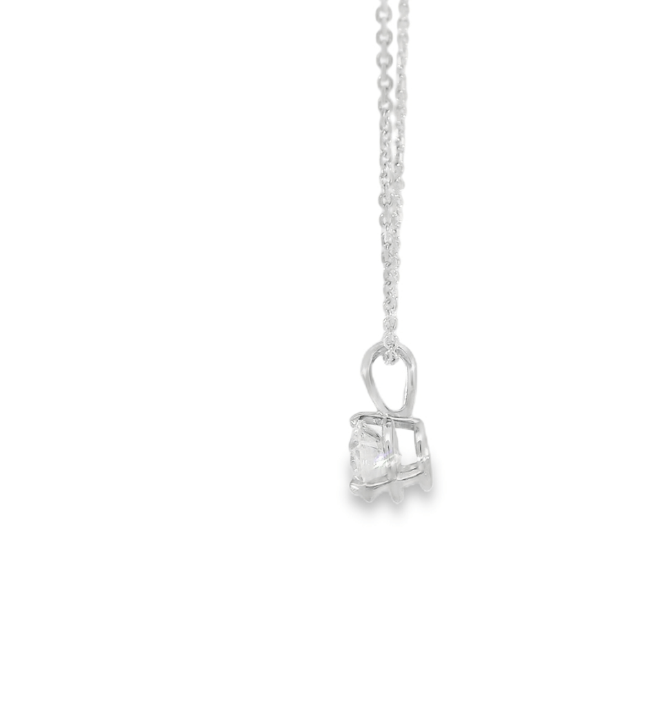 14KW Round Diamond Solitaire Necklace - .71ct E I2 16 - 18in - Diamonds By Rothschild