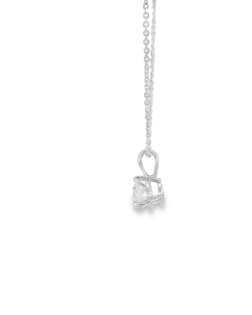 14KW Round Diamond Solitaire Necklace - .71ct E I2 16 - 18in - Diamonds By Rothschild