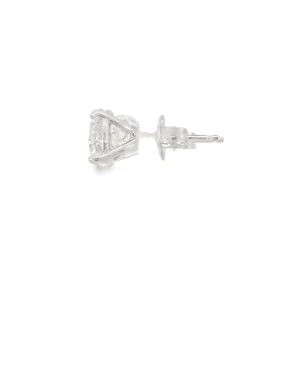 14kw Round Diamond Studs - 3.07cttw L SI1 GIA Certified - Diamonds By Rothschild