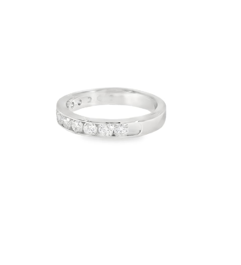 14KW White Gold Channel - set Round Diamond Band - 1.00ctw - Diamonds By Rothschild