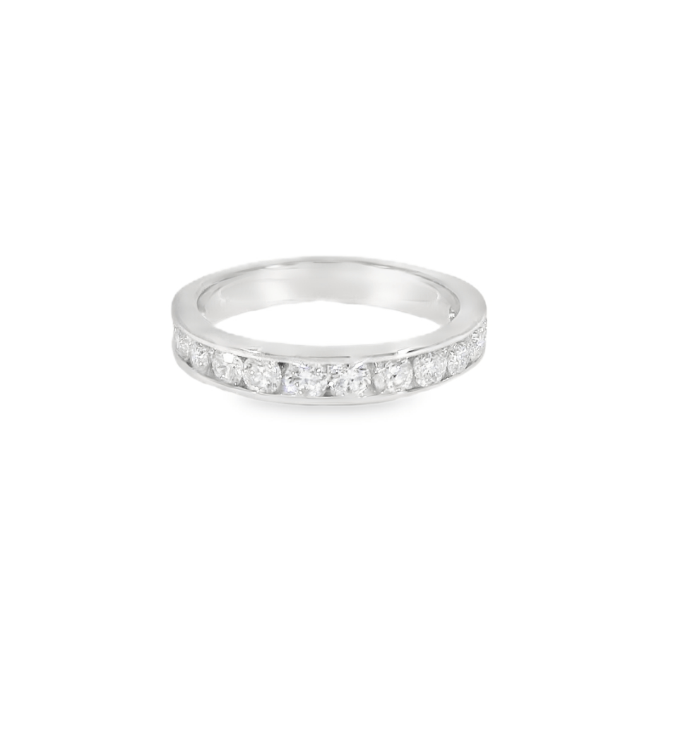 14KW White Gold Channel - set Round Diamond Band - 1.00ctw - Diamonds By Rothschild