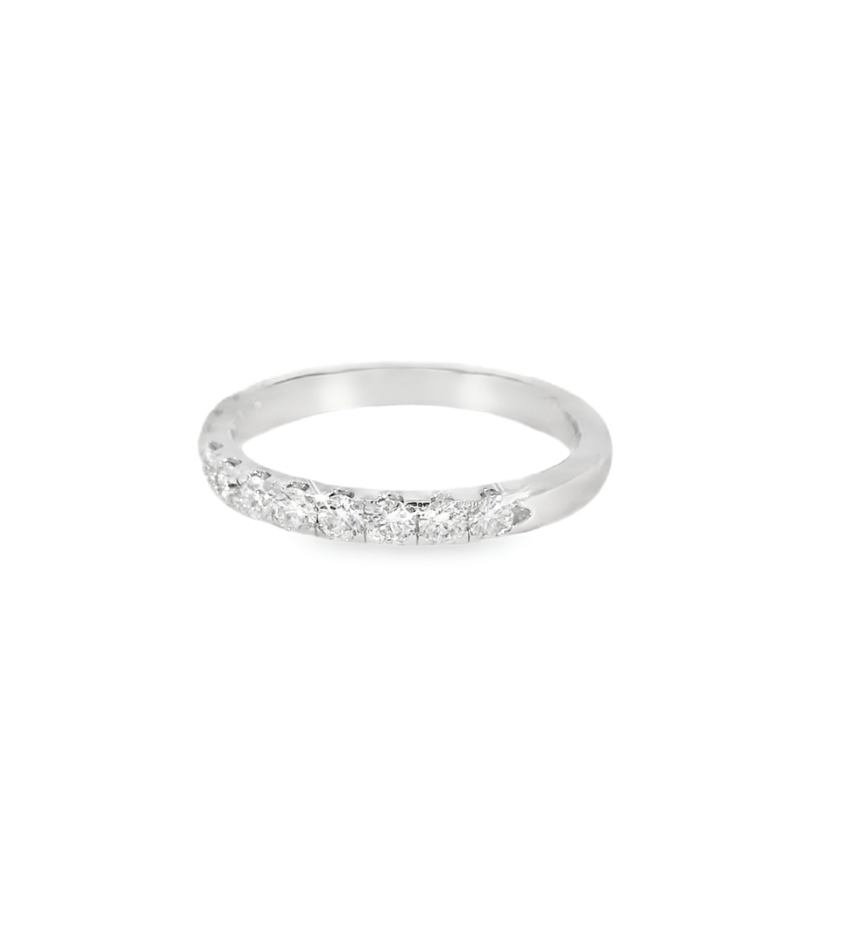 14KW White Gold French - set Diamond Wedding Band - 0.76ctw - Diamonds By Rothschild