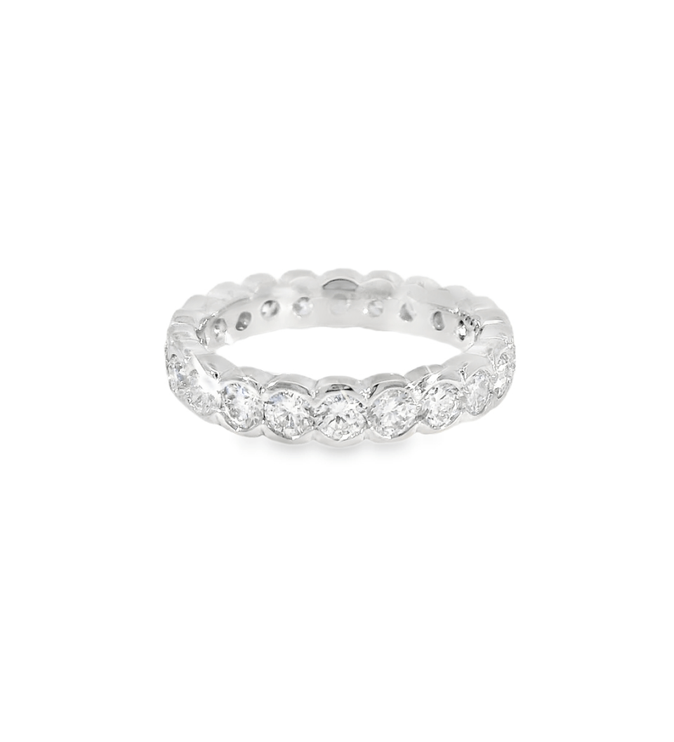 14KW White Gold Half - Bezel Diamond Eternity Ring - 2.43ctw - Diamonds By Rothschild