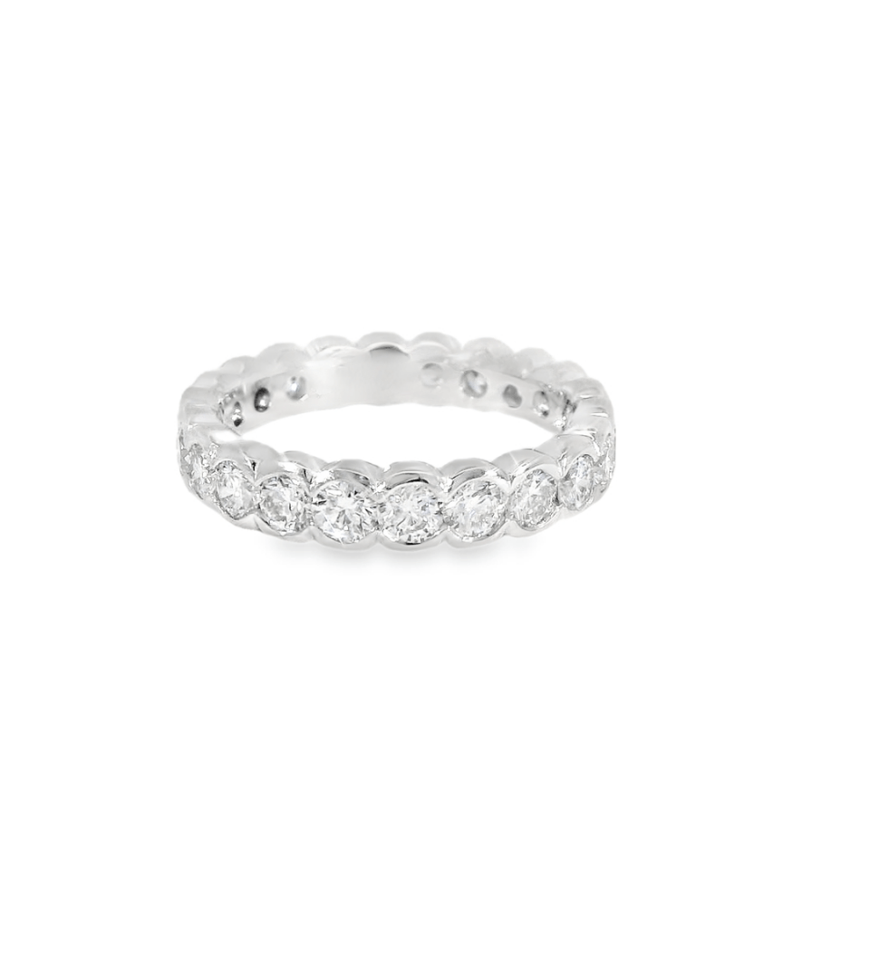14KW White Gold Half - Bezel Diamond Eternity Ring - 2.43ctw - Diamonds By Rothschild