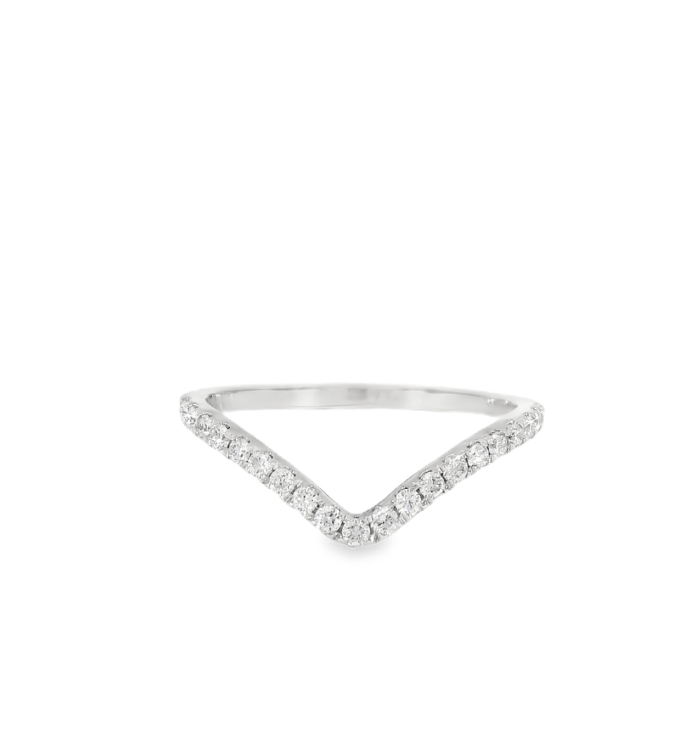 14KW White Gold V - Shaped Contour Diamond Band - 0.22CTW - Diamonds By Rothschild