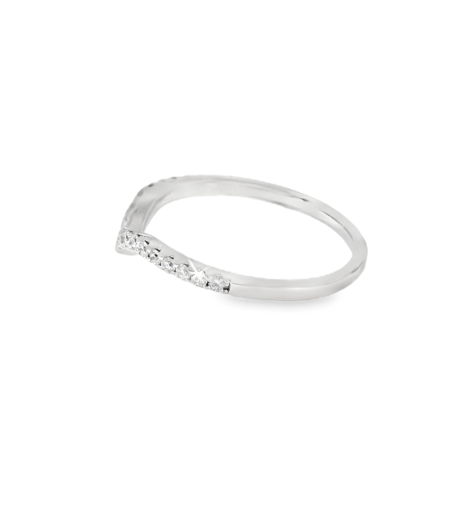 14KW White Gold V - Shaped Diamond Contour Wedding Band - 0.21ctw - Diamonds By Rothschild