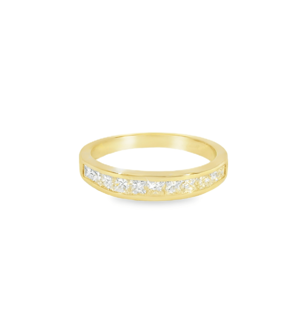 14KY Channel set Princess Cut Diamond Wedding Band - 0.79ctw - Diamonds By Rothschild