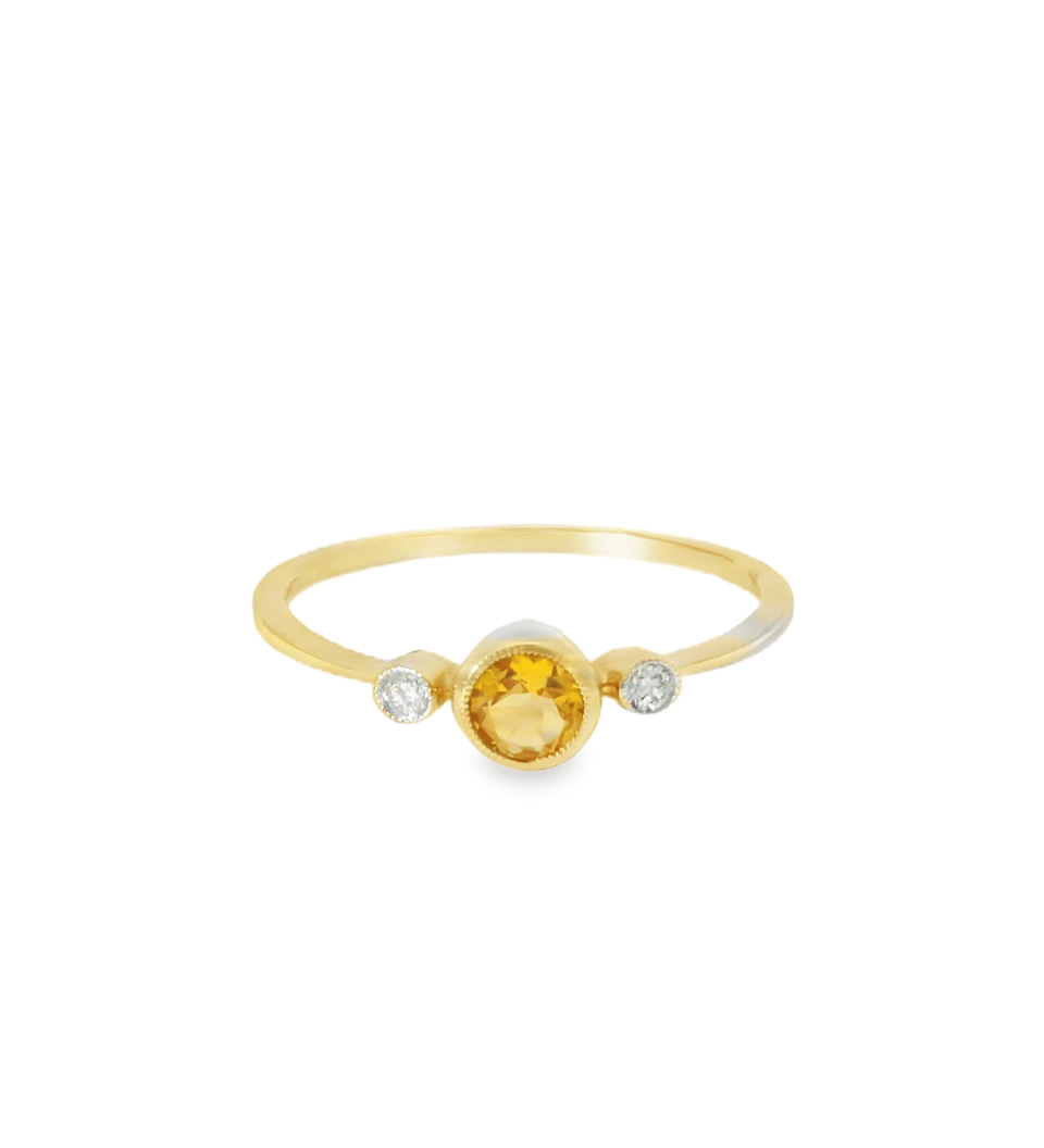 14KY Citrine and Diamond Stackable Ring - 0.05ctw - Diamonds By Rothschild